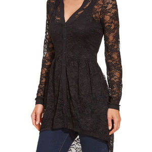 BOSTON PROPER Lace Button-Down Tunic Top